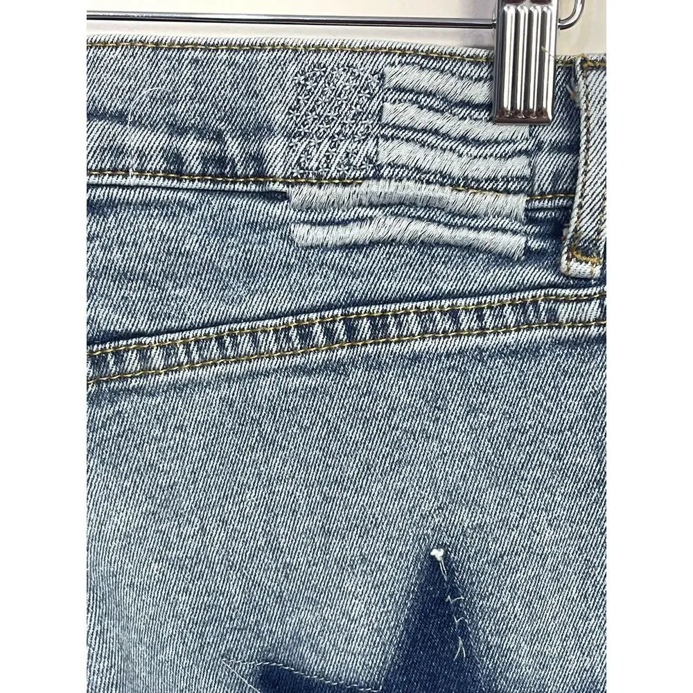 Revice Women Blue Jeans Star Back Size 28 USA‎ Made Hi Rise Distressed
